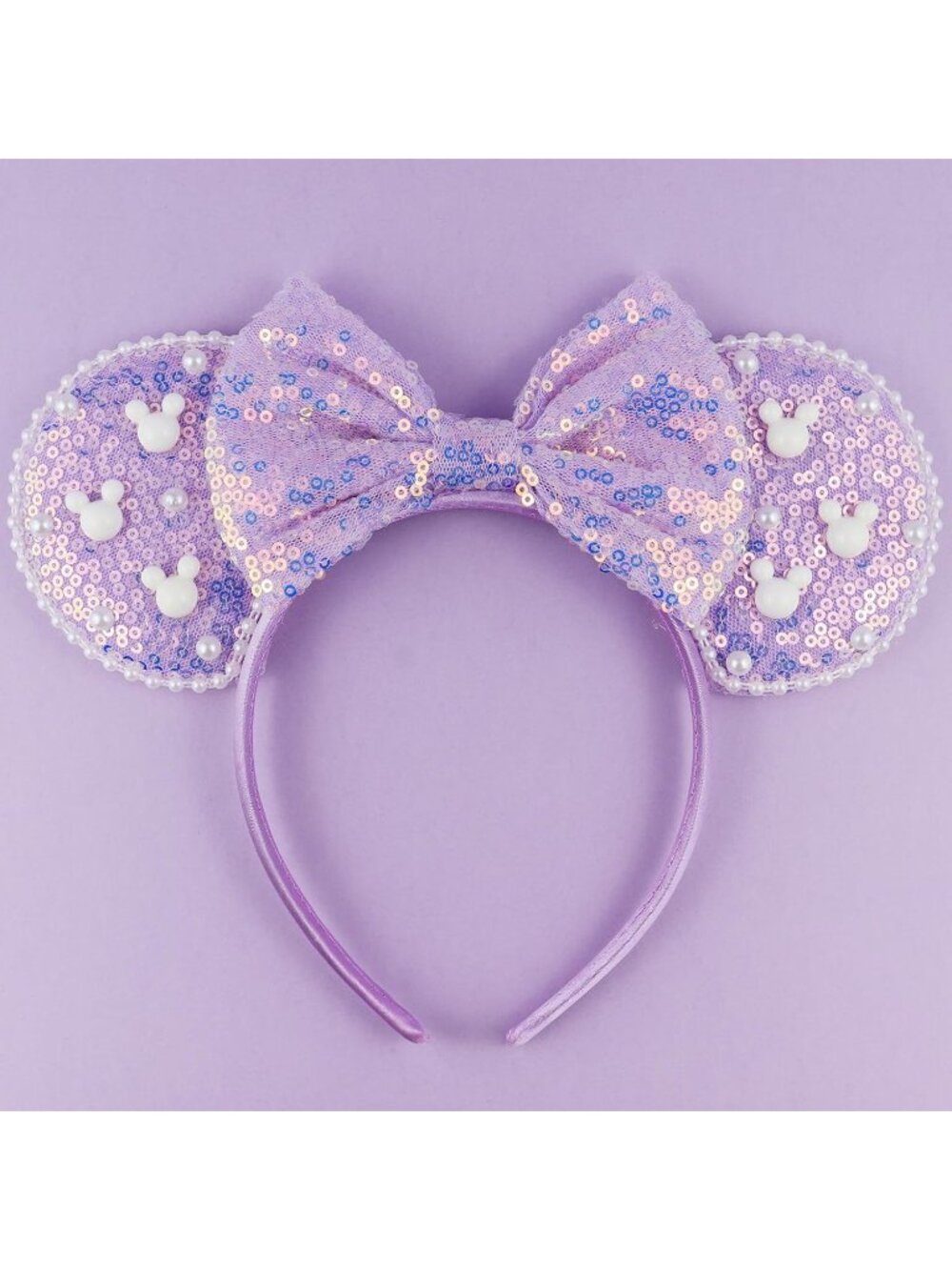 Women Purple Polyester Velvet Mickey Mouse Halloween Costume Headband